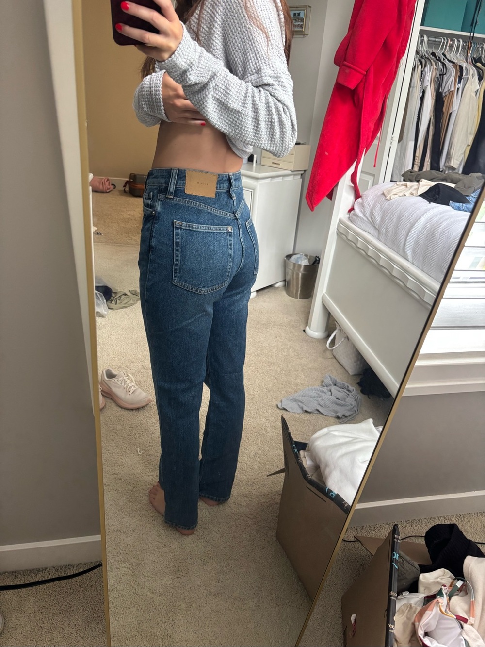 Classic High-Rise Straight Leg Jeans - Dark Blue - Picture 2 of 4